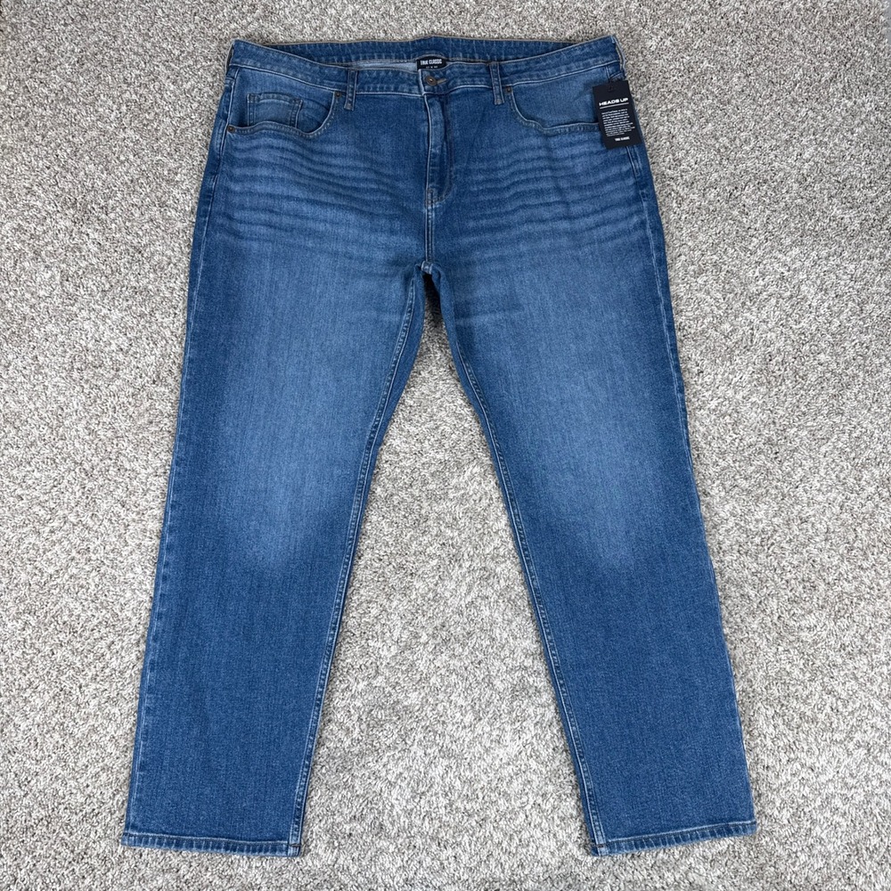 True Classic Jeans Mens 42x30 Blue Slim Medium Wash Stretch Denim Pants